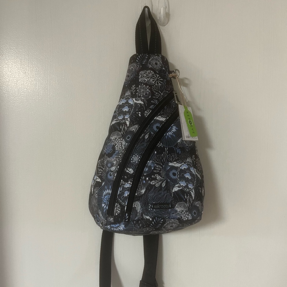 SAKROOTS Turtle Floral Sling Backpack Bag NWT